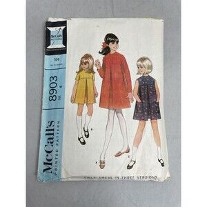 1967 McCalls Sewing Pattern 8903 Girls Dress 3 Styles Size 6